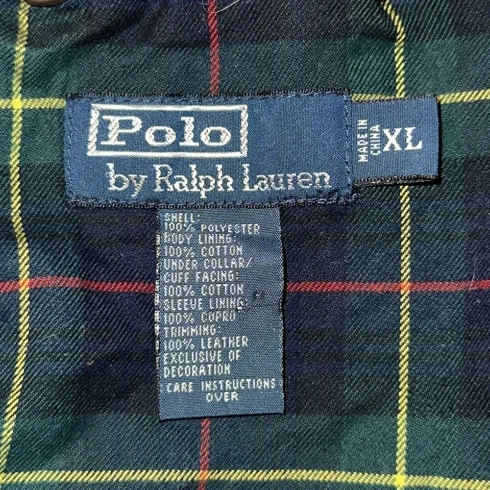Vintage Men Khaki Polo Ralph Lauren Plaid Lined Bomber Jacket XL Designer Casual